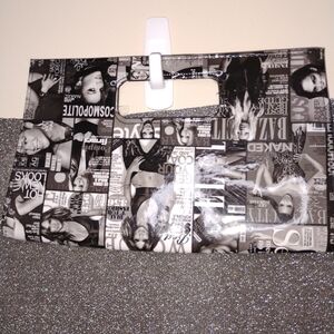 Stylish Black and White Magazine Print Clutch